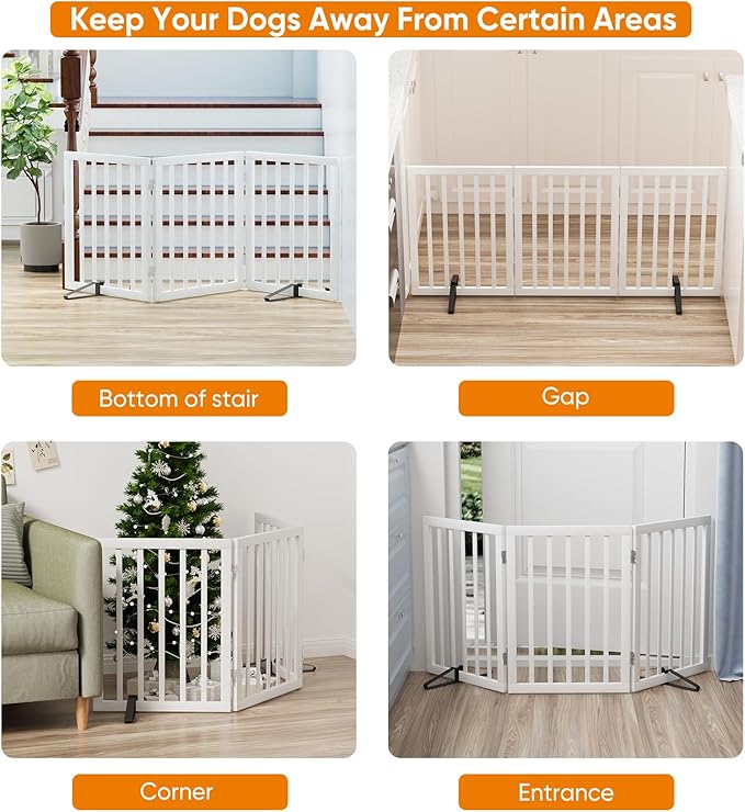 White 18-55" Wide Pet Gate, Bamboo Dog Gate - Image 3