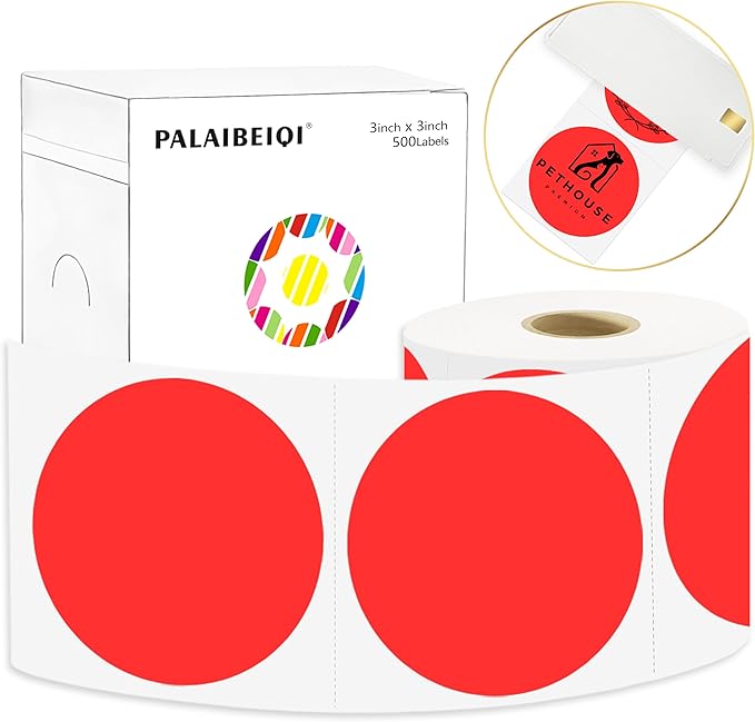 3 X 3 Inch Round Thermal Labels Circle Color Coding Labels Printable Waterproof by Palaibeiqi