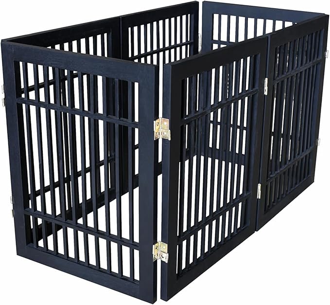 Pet Dog Gate Strong and Durable Freestanding Folding Acacia Hardwood Portable - Image 4