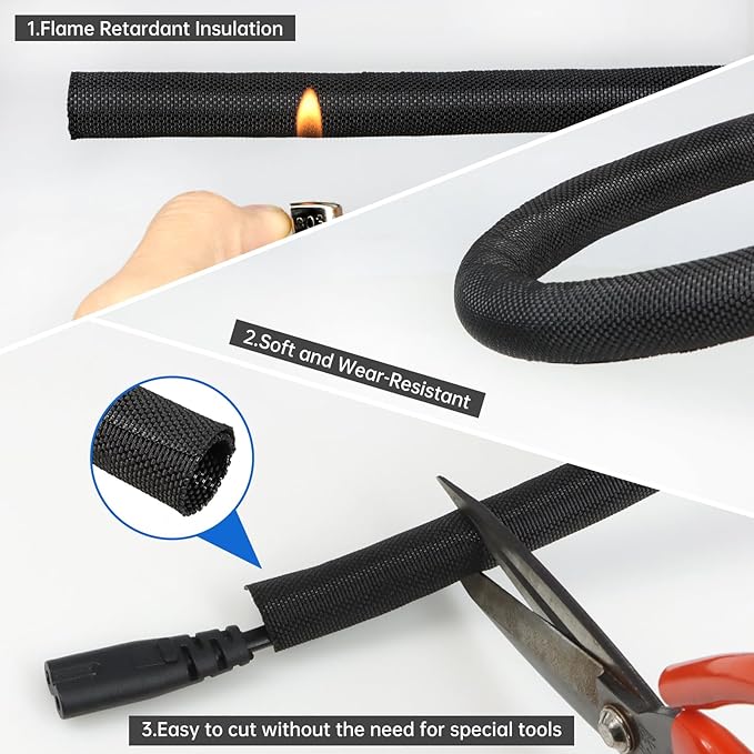 Split Braided Cable Sleeve，Flexible Wire Loom Tubing, Automotive Cord Protector - Image 4