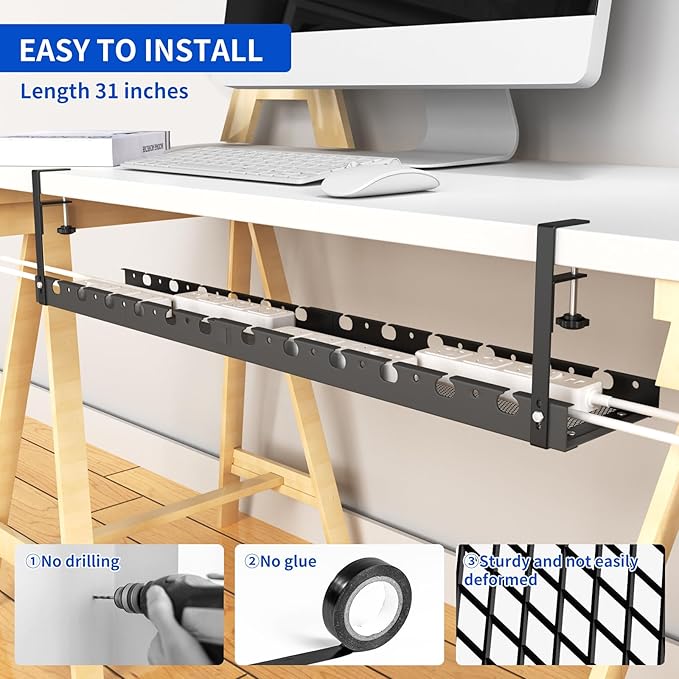 31Inch Extendable Under Desk Cable Management Tray Multi-Model Metal Cable - Image 6
