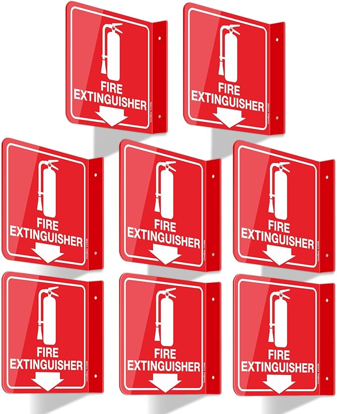 GicnKeuz Fire Extinguisher Sign, Two-Sided Acrylic L-Signs, Including Screws by GicnKeuz