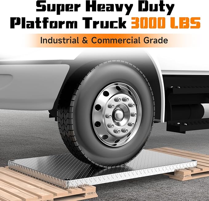 3000LBS Heavy Duty Platform Truck Cart Dolly | 44"x28" 2mm Steel Deck & - Image 2