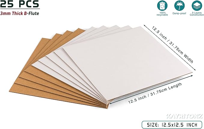 12.5x12.5 inch Corrugated Cardboard Sheets - Image 4