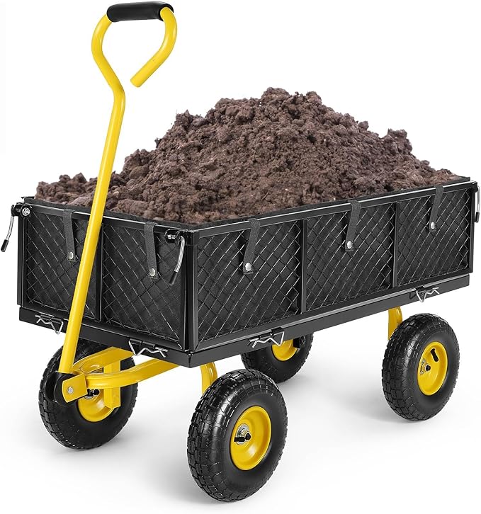 Homdox MAX 880 Lbs Garden Cart, Heavy Duty Foldable Mesh Steel Garden Wagon by HOMDOX