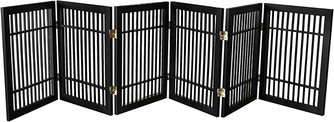 Pet Dog Gate Strong and Durable Freestanding Folding Acacia Hardwood Portable by Urnporium