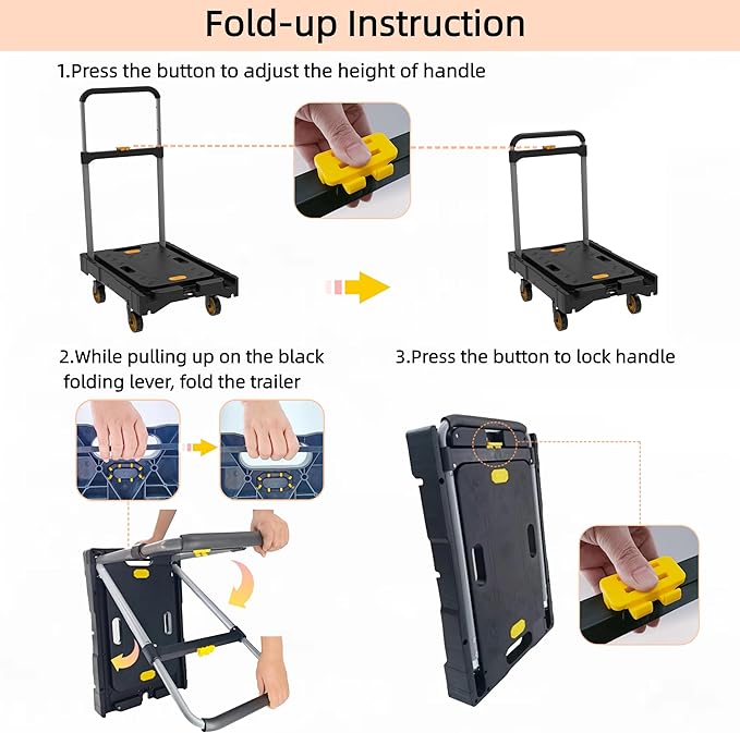 Platform Truck Folding Hand Truck 330 LB Heavy Duty Utility Dolly Flatbed - Image 9