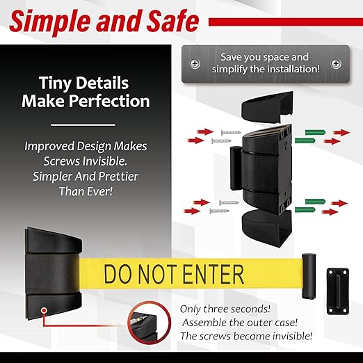 DuraSteel Wall Mount Crowd Control Retractable Belt Barrier - Image 5