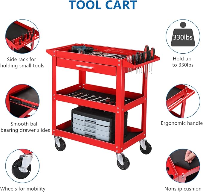 TUFFIOM 3 Tier Rolling Tool Cart - Image 2