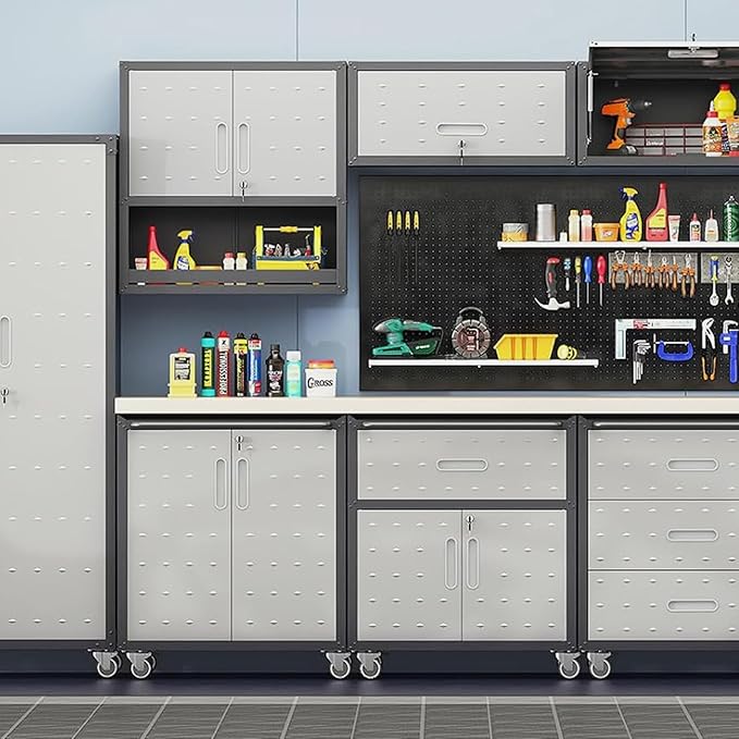 Metal Garage Wall Cabinet with Lock, Wall Mounted Metal Storage Cabinets with - Image 2