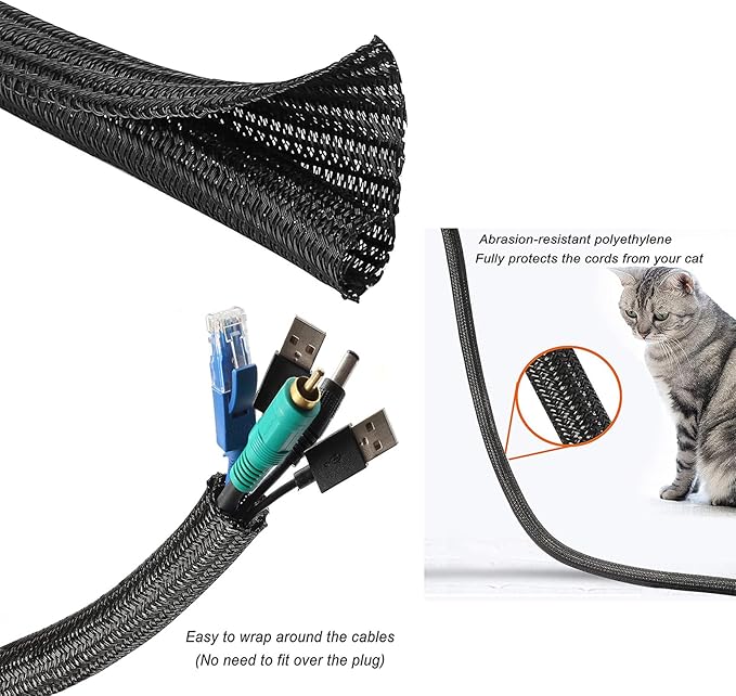 1/2"-10ft*2pcs Black/White Cable Sleeve - Image 2