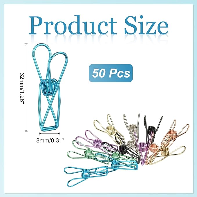 PATIKIL 50Pcs Paper Office Binder Clips, 1.26" Small Metal Wire Hollow Out - Image 2