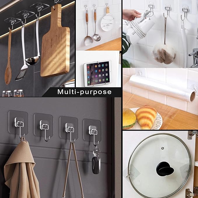ZESLMG Large Adhesive Hooks for Hanging Wall, 22 Pack Self Sticky Hooks Heavy - Image 4
