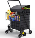 Stairs Climbing Shopping Cart w/Waterproof Basket Liner & 360° Swivel Wheels | by OurModernSpace