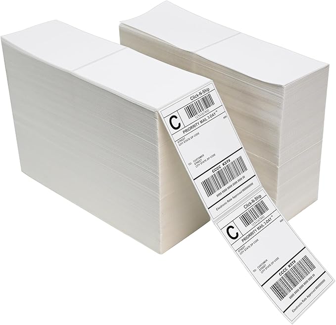 L LIKED 8000 Thermal Shipping Labels 4”x 6”in Fanfold, Permanent Adhesive by LLIKED
