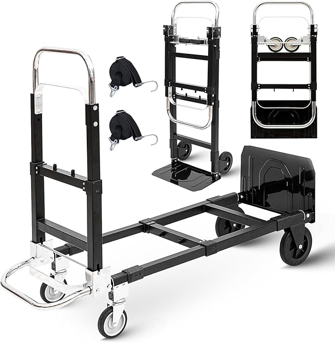Upgraded 3 in 1 Folding Hand Truck, 600lbs Capacity, Heavy Duty Convertible by ZROECWT
