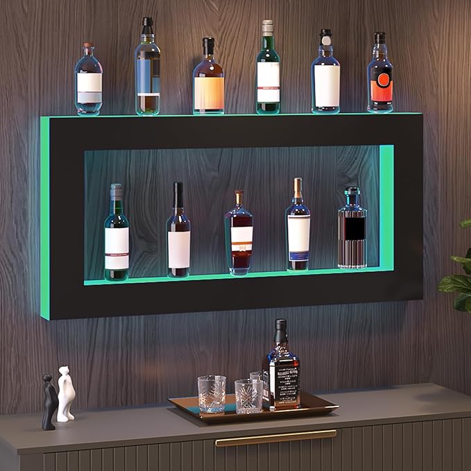 VEVOR LED Lighted Liquor Bottle Display Shelf, Square 48 Inches, Supports USB - Image 8