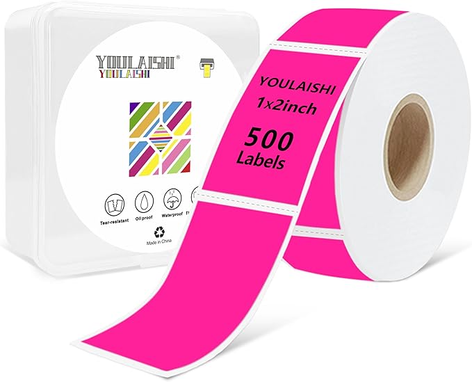 1X2 inch Label Stickers Roll for Thermal Printer 500PCS Colored Removable by YOULAISHI