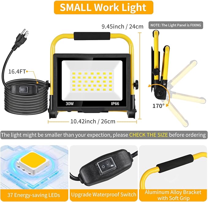 30 Watts LED Work Light, 3600 Lumens Outdoor Flood Light - Image 2
