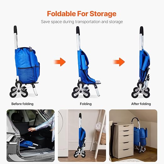 VEVOR Stair Climber Cart, 36L Capacity, Grocery Cart Laundry Stair Climbing - Image 5
