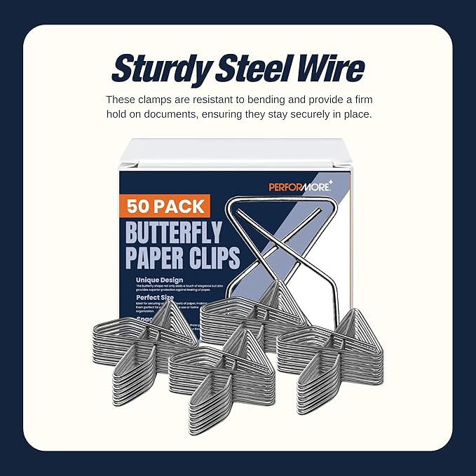 Versatile Butterfly Paper Clips | 1.4mm Thick | 1 x 1.5 Inch | 2-Pack | - Image 3