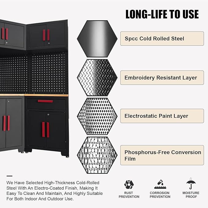 16PCS Corner Garage Storage Cabinet System - Image 6