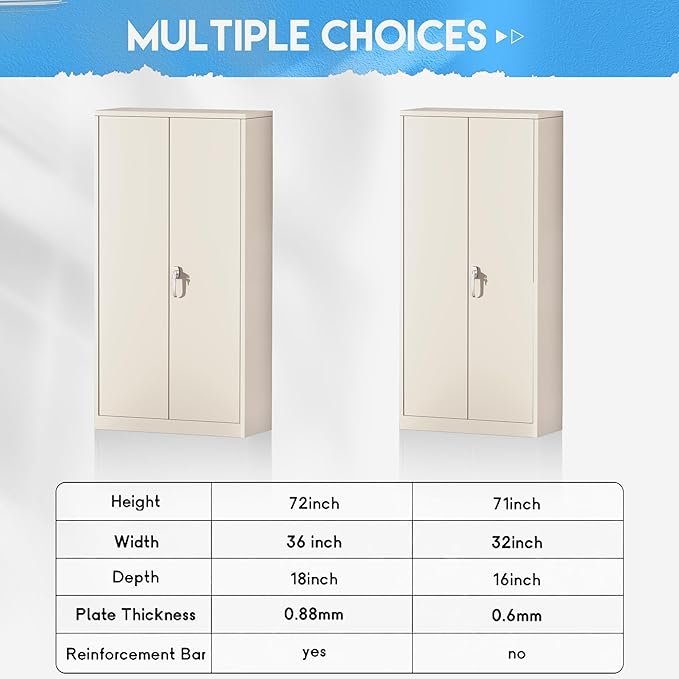 Greenvelly Garage Storage Cabinet, Steel File Cabinet - Image 7