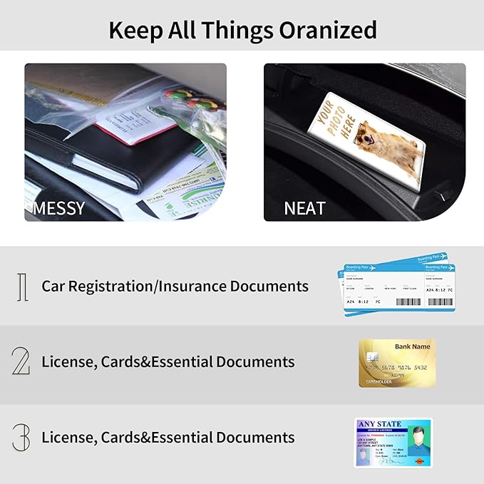 Customized Registration & Insurance Holder, Leather Car Glove Box Organizer - Image 5
