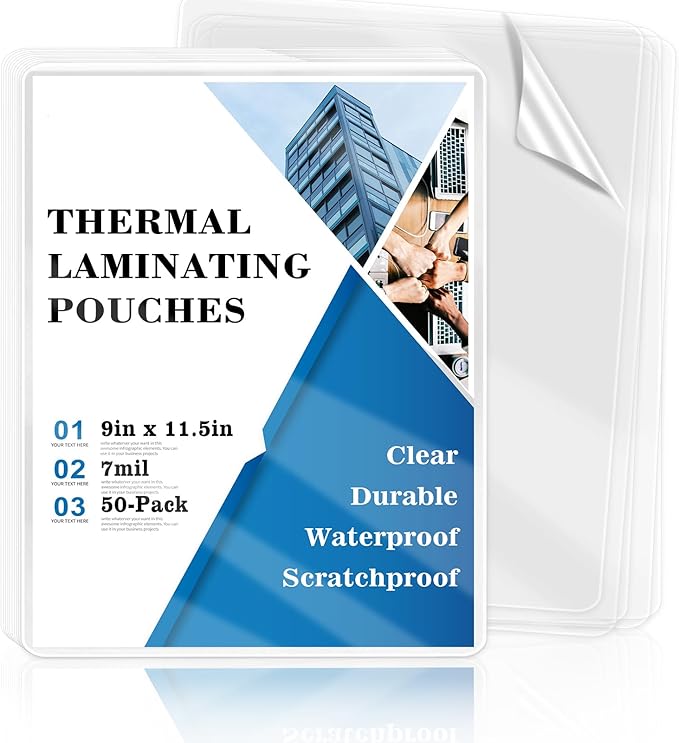 50 Pack 9x11.5inch 7mil Letter Size Laminating Sheets Thermal Laminating by XUWAIDSGN