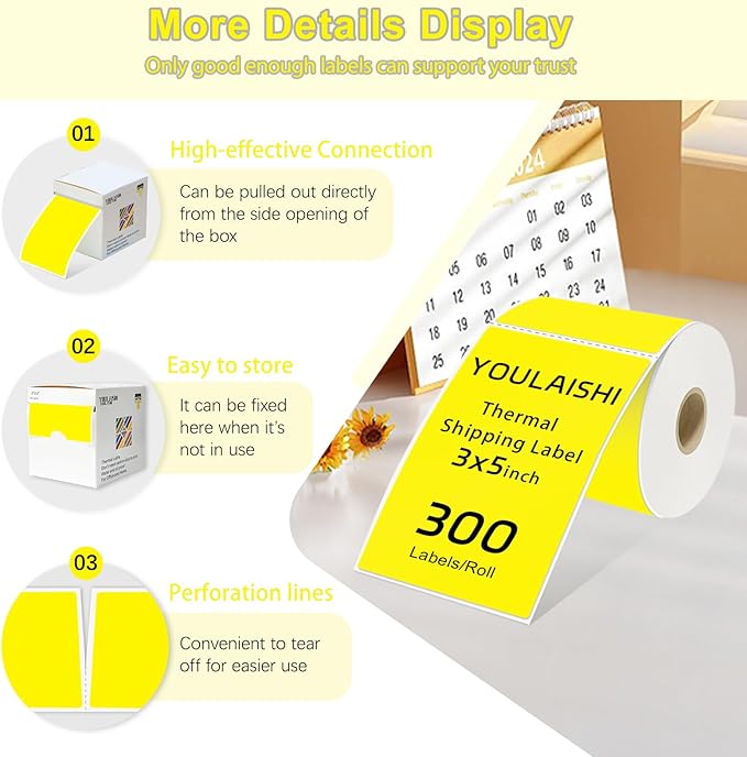 300per Roll 3 X 5 Inch Printable Rectangle Color Coding Labels, Adhesive Color - Image 4