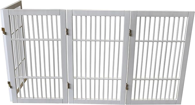 Pet Dog Gate Strong and Durable Freestanding Folding Acacia Hardwood Portable - Image 7