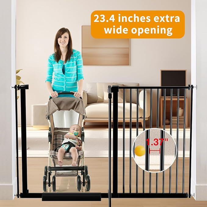 Extra Wide Baby Gate 30.11-77.36", Ultra Narrow 1.37" Spacing Dog Gate indoor - Image 4
