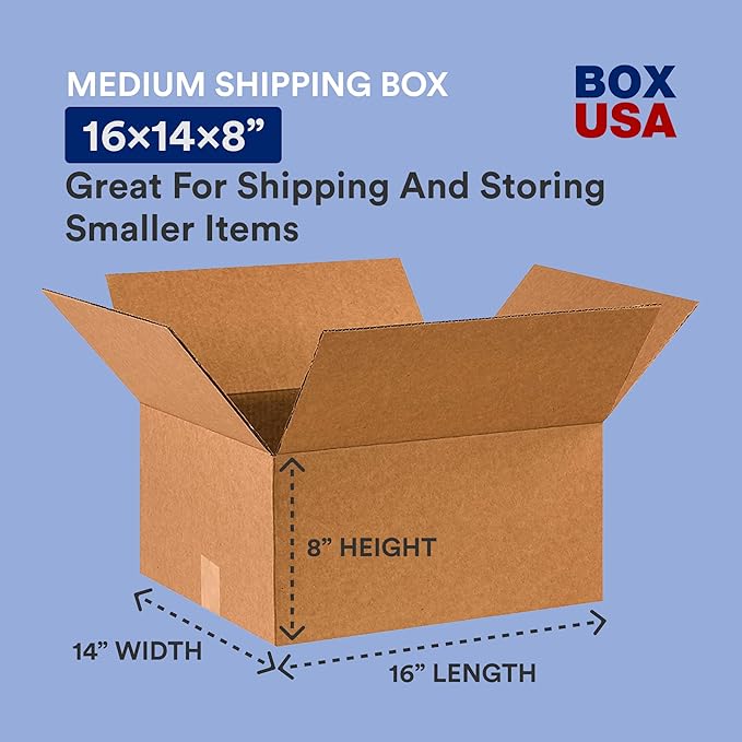 BOX USA Shipping Boxes 16"L x 14"W x 8"H, Packaging and Storage - Image 2