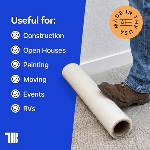 TapeManBlue Carpet Protection Film, 48 inch x 500 feet, Made in The USA - Image 7