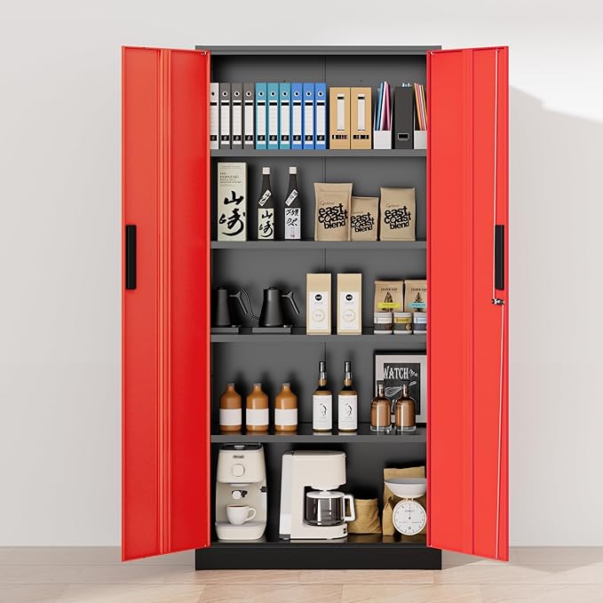 Greenvelly Metal Storage Cabinet, Lockable Steel Cabinet - Image 8