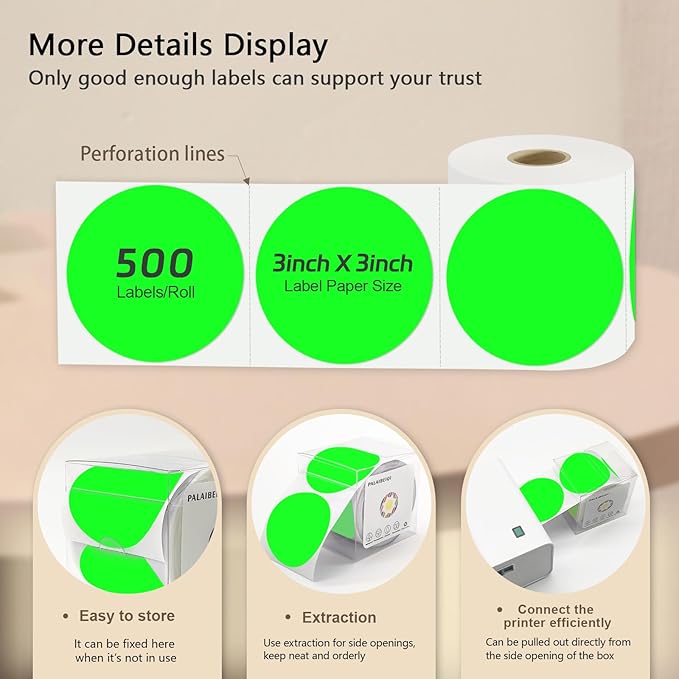 3 X 3 Inch Round Thermal Labels Circle Color Coding Labels Printable Waterproof - Image 4