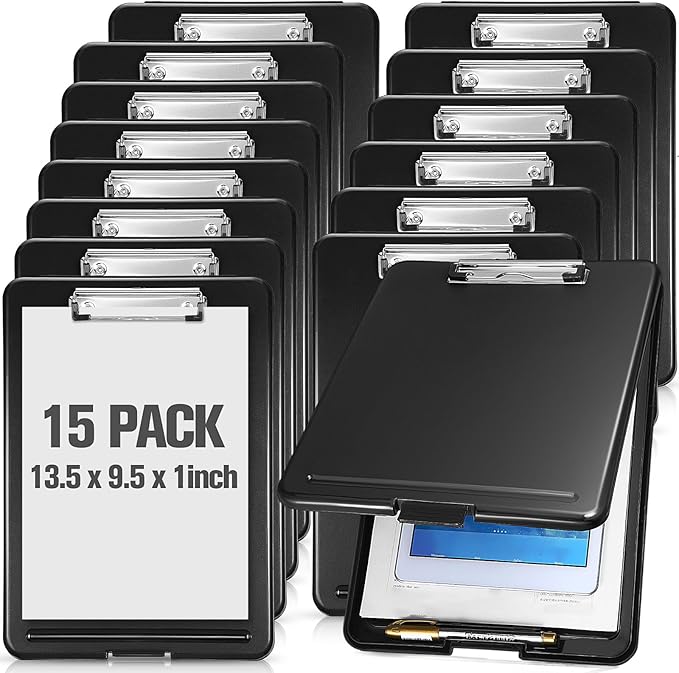 Mimorou 15 Pcs Clipboard with Storage Plastic Nursing Clipboard 9.5 x 13.5 Inch by Mimorou