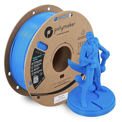Polymaker PETG Electric Blue 3D Printer Filament 1.75mm 1kg, High Speed PETG up by Polymaker