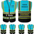 BeautyWill 5 Pack Custom Mesh Safety Vest Customized Logo Class2 High by BeautyWill