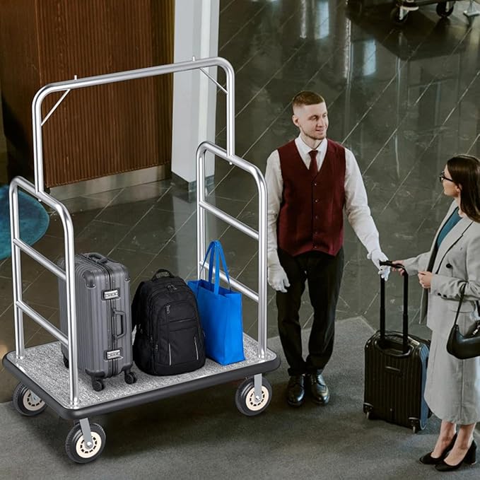 Hotel Luggage Cart, 1300LBS Load Capacity Bellman's Cart - Image 7
