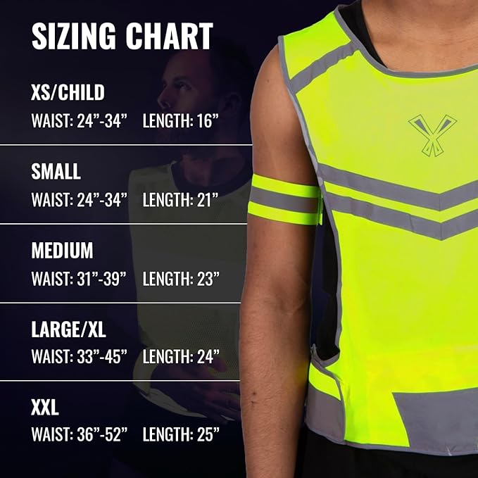 Running Reflective Vest, Inside Pocket & 2 Bands, High Visibility Reflective - Image 2