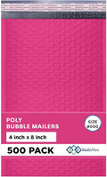 Hot Pink Small Bubble Mailers 4x8 Inch #000 | Thick Padded Poly Bubble Mailer by MAILERVIEW