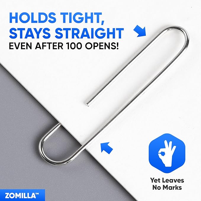 Large Paper Clips, Zomilla 1000pcs 2 Inches Jumbo Paper Clips Silver, Smooth - Image 6