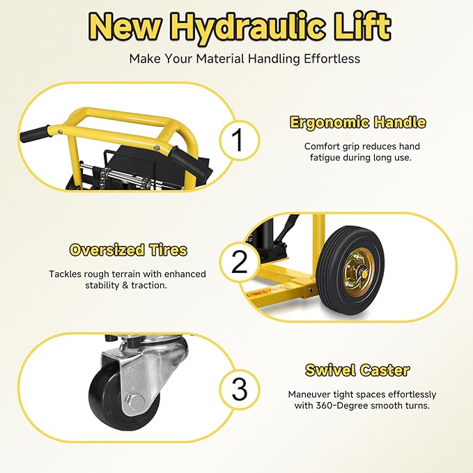 Hydraulic Material Lift, Pallet Jack Table Cart- 480-Lb. Capacity, 35in Lift. - Image 4