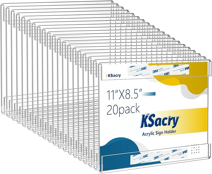 KSacry 20 Pcs Acrylic Sign Holder 11 x 8.5, Horizontal Wall Mount Sign Holders by KSacry