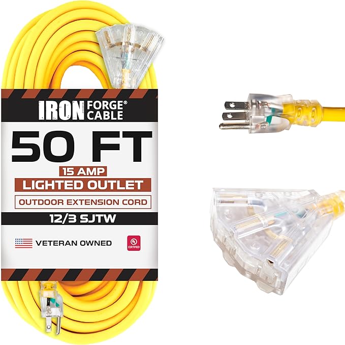 Iron Forge Cable 50 Foot Lighted Outdoor Extension Cord by IronForgeCable