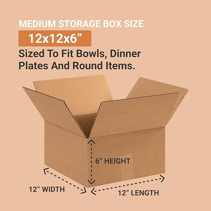 AVIDITI Shipping Boxes Flat 12"L x 12"W x 6"H, Moving and Storage - Image 2
