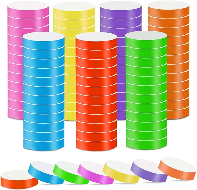 1400 Packs Paper Wristbands for Events, 7 Colors Waterproof Neon Party by REHALY