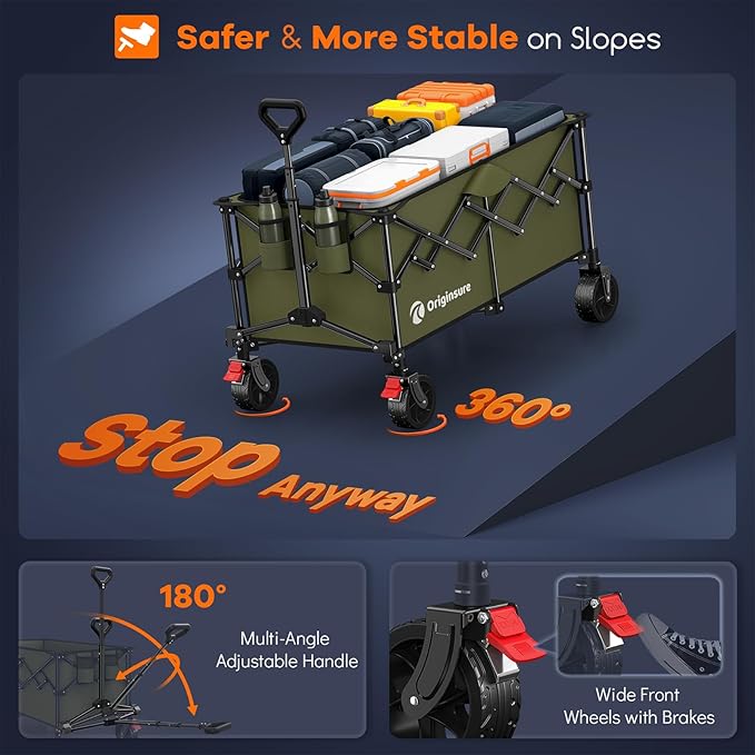 220L Collapsible Wagon Cart Foldable, Utility Carts - Image 9