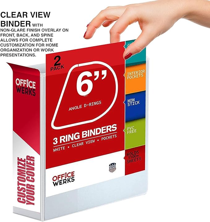 3 Ring Binders, 6 Inch D Ring Heavy Duty Large Binder - Image 4